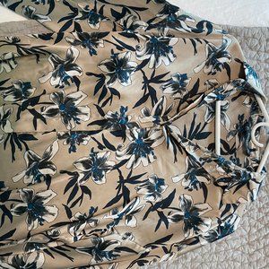Zara Button Down Long Sleeve Floral Satin Top